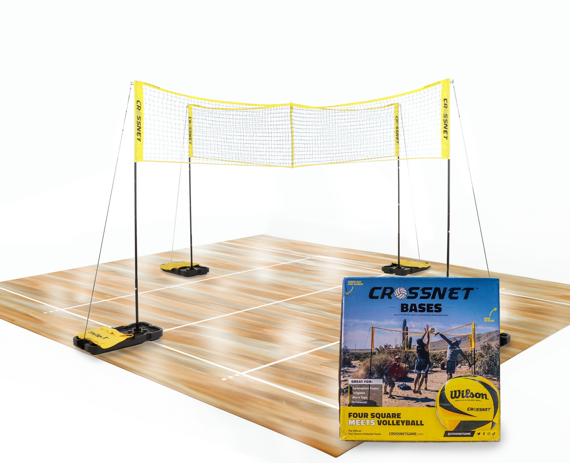 CROSSNET Four Square Volleyball Net - Indoor & Outdoor Sports